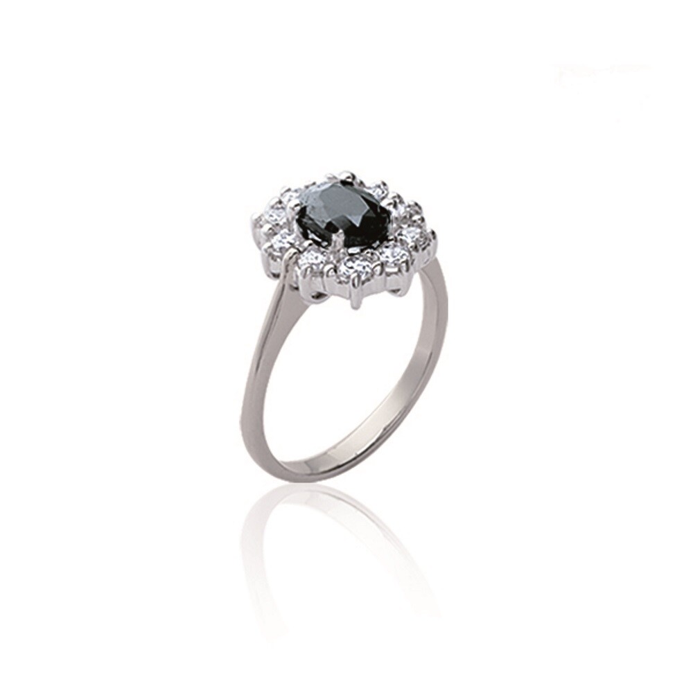 Bague marquise saphir véritable et argent 925 rhodié d'exception