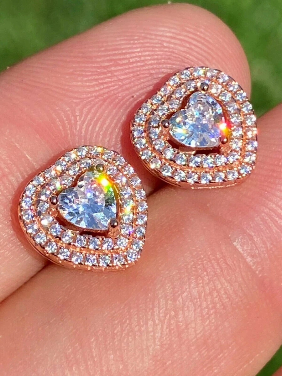 Rose gold halo stud earrings deals