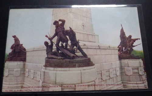 .01 PC USED - BRONZE FIGURES, LINCOLN MON., OAKRIDGE CEMETERY, SPRINGFIELD, ILL - 第 1/2 張圖片