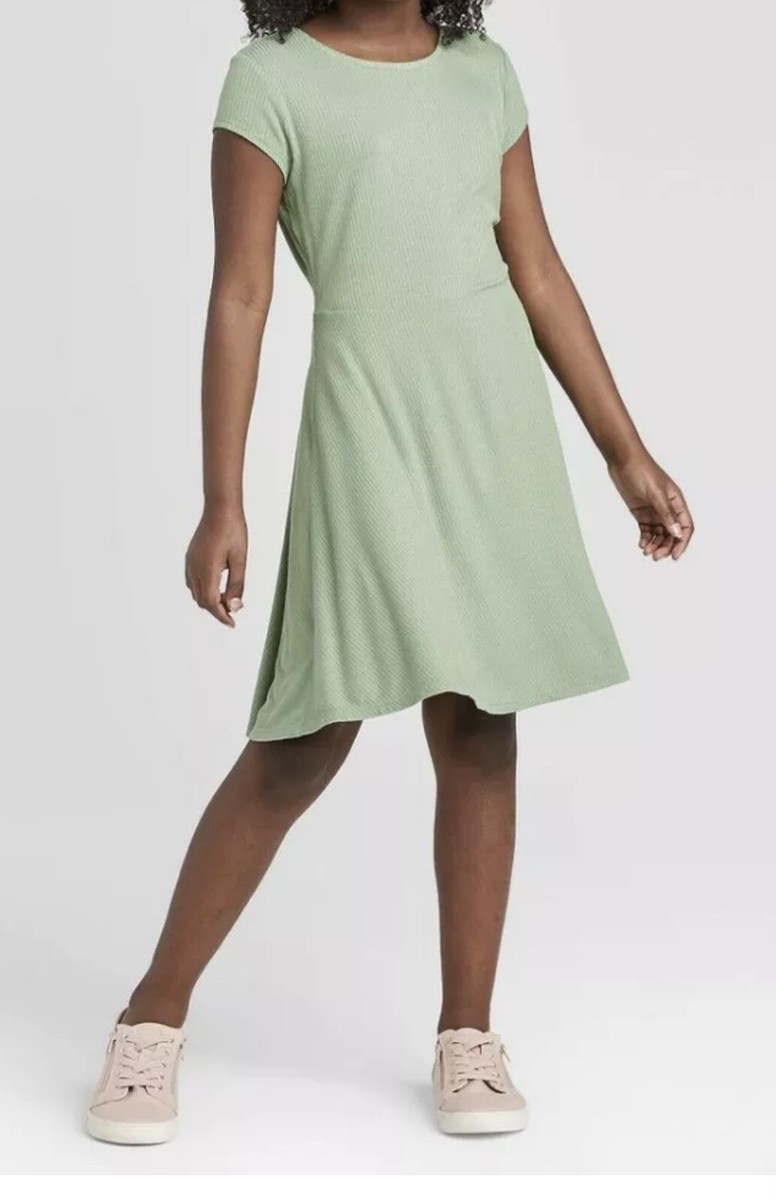 New Girls Art Class Green Skater Dress Size S 6 6X