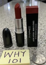 MAC Lustre Lip Care Lipstick 510 LADY BUG (Med Deep Red) Lustrous Finish $19