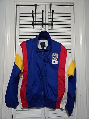 Forever 21 Windbreaker Jacket Size Medium Multicolor Womens Olympics Athletic