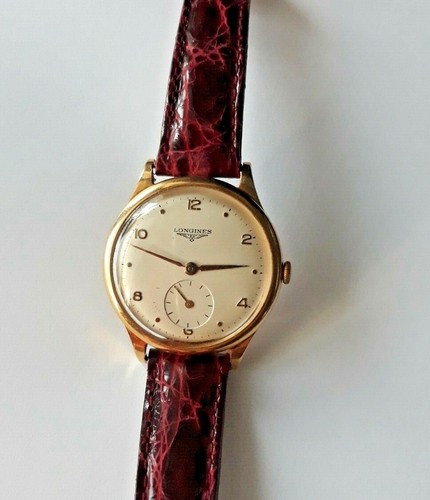 OROLOGIO LONGINES Vintage Anni '50 Cassa oro 18 kt cinturino pelle 1950  funziona | eBay