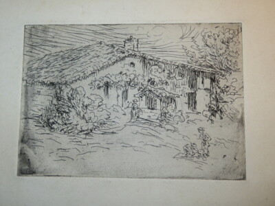 GRAVUR EAU FORTE FERME ANIMEE BARBIZON folgt Jean François MILLET COROT DAUBIGNY