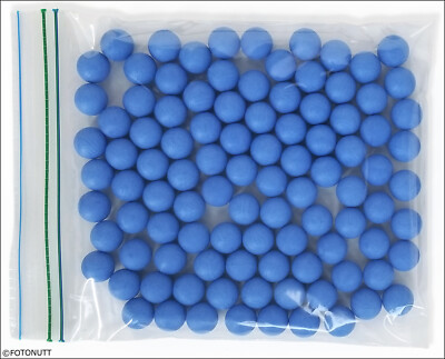 100 Ultra Premium .68 cal Reusable BLUE Rubber Paintless Training paintballs