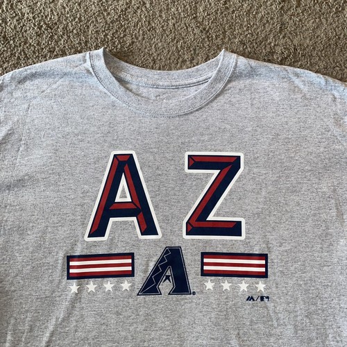 NWT Arizona Diamondbacks AZ American Flag Majestic T-shirt Grey XL - Picture 2 of 4
