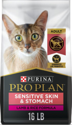 Purina Pro Plan Adult Sensitive Skin & Stomach Lamb & Rice Dry Cat Food, 16lb