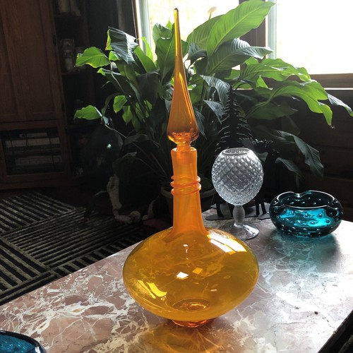 Blenko Specialty Piece PAW PAW Glass Decanter and Flame Stopper 2019 spiral HTF - Picture 9 of 24