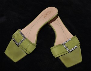 Kate Spade rhinestone olive green buckle satin slides sandals shoes Women's 8.5 | eBay