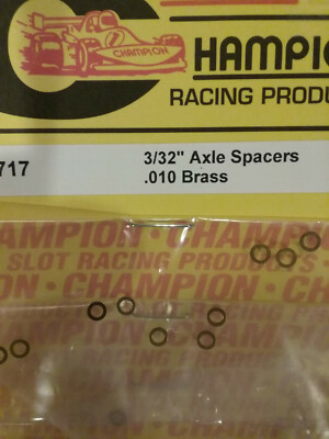 CHAMPION # 717 NEW 3/32'' Axle Spacers .010 Brass - For Slot Cars - Qty. 10 - New