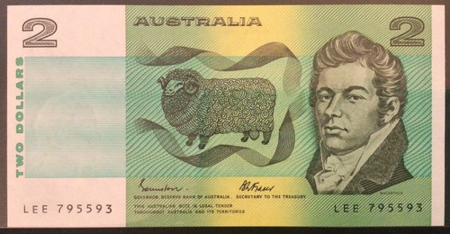 AUSTRALIEN PAPIERGELD 1985 - 2 DOLLAR BANKNOTE BANKFRISCH!