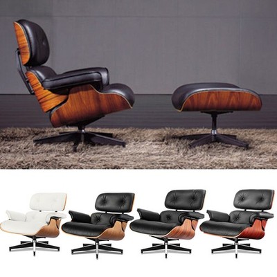 Mid-Century Pro Tall Eames Lounge Chair Swivel Armchair Recliner w/ Ottoman Set