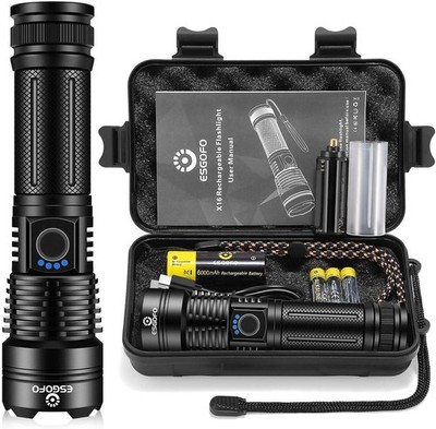 Esgofo Flashlights High Lumens 100000 Rechargeable, Super Bright Handheld LED