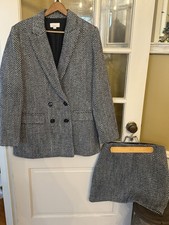 LOFT Women's Wool Suit Set with Jacket Size 8 and Skirt Size 6 Black/White