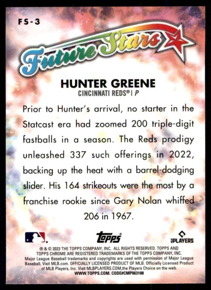 2023 Topps Chrome Future Stars Hunter Greene Cincinnati Reds #FS-3 - Image 2 of 2