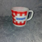 Vintage Retro Westfield Grandpa White Red Milk Plaid Glass Coffee Cup / Mug