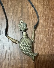 Brass Fish Shape Black Eye Köhl Powder Surma Dani Islamic Bottle Pot Vintage