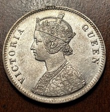 1862 India British Empire Era 1 Rupee Silver Coin