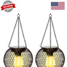 2 Pack Solar Lanterns Outdoor Waterproof, Auto ON/Off Upgraded Brighter LED, ...
