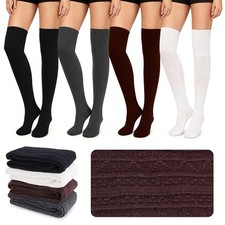 Women Thigh High Socks Long Cotton Knit Warm Thick Boot Stockings Leg Warmers US