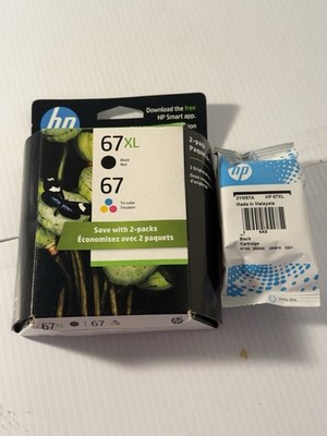 Genuine HP 67XL / 67 Ink Cartridges (Black/Tri-Color). Exp 3-25.  Extra Black