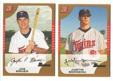 2005 Bowman GOLD - MINNESOTA TWINS Team Set