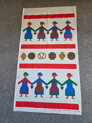 Vintage unbenutzt 60er Jahre Aune Laukkanen klassisches Bagarbarn bedrucktes Teatowel