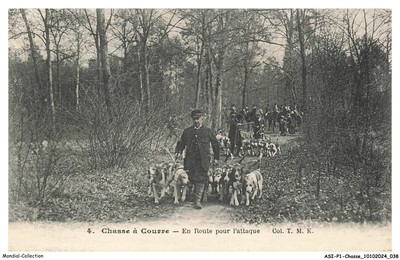 Gravure Ancienne – Chasse à Courre – En Route / Auf Zur Jagd