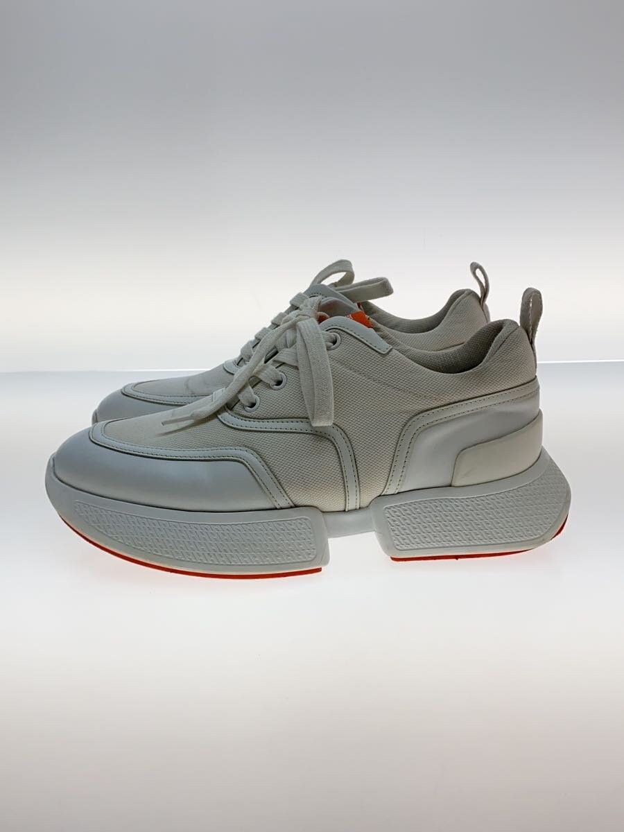 Hermes White Low-Cut Sneakers Size 38.5 with Stainless Accents