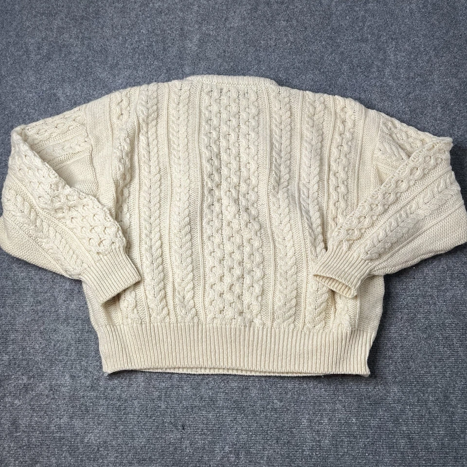 Vtg Club Room Irish Wool Cable Knit Fishermans Sweater Chunky Mens L - Image 2 of 4