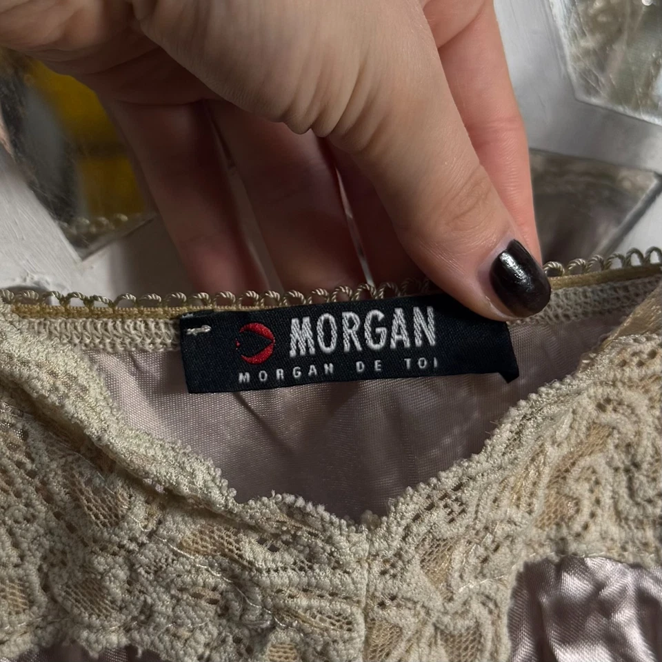 Vestido Morgan De Toi Vintage Mini Cordones Francia Beige Talla 40 Foto 3 de 4