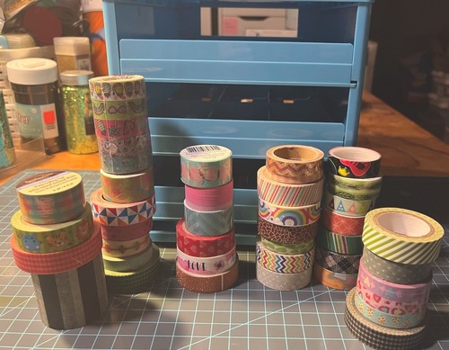 Blue Craft Stack Washi Tape Storage With Washi Tape