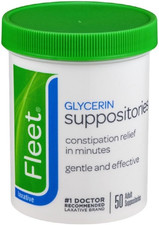 Laxative Glycerin Suppositories for Adult Constipation, 50 Count, 12 Pack