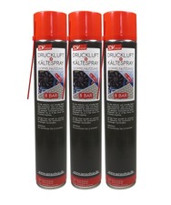 DRUCKLUFT- u. K&Auml;LTESPRAY 3x 750ml 8 bar Air Duster Eis K&uuml;hl Vereisungs Spray