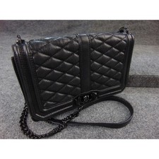 Rebecca Minkoff Love Crossbody Bag Black Quilted Leather Studded Shoulder Chic
