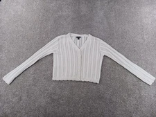 Art Class Girls 14 Sweater Cardigan White Open Knit Cotton Acrylic