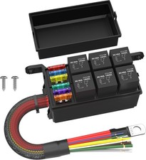 12V Fuse Relay Box 6 Way Relay Fuse Box Pre-Wired Waterproof Relays Box with 6 R