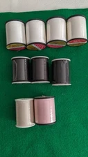 SEWING THREAD LOT--9 NEW SPOOLS--WHITE/BLACK/NATURAL AND PINK