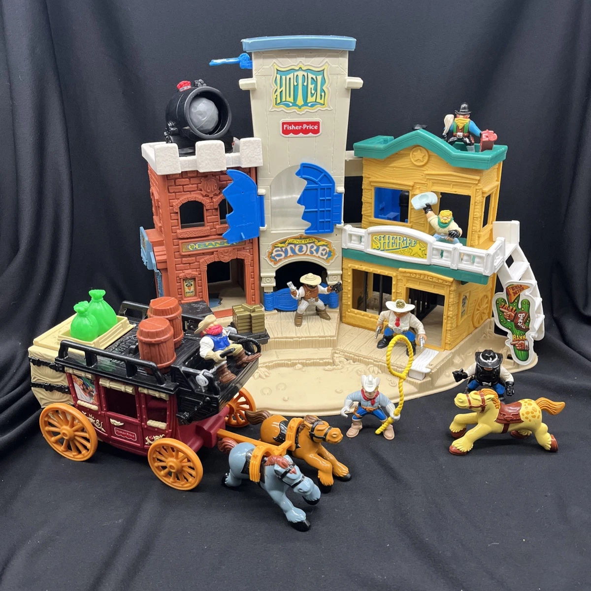 Fisher Price Great Adventures Western Cowboy Bull Figures Lot