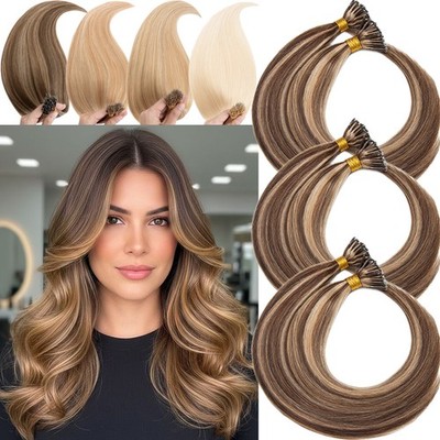 Nano Ring 100% Human Remy Hair Extensions Nano Loop Beads 150g Thick Full Head