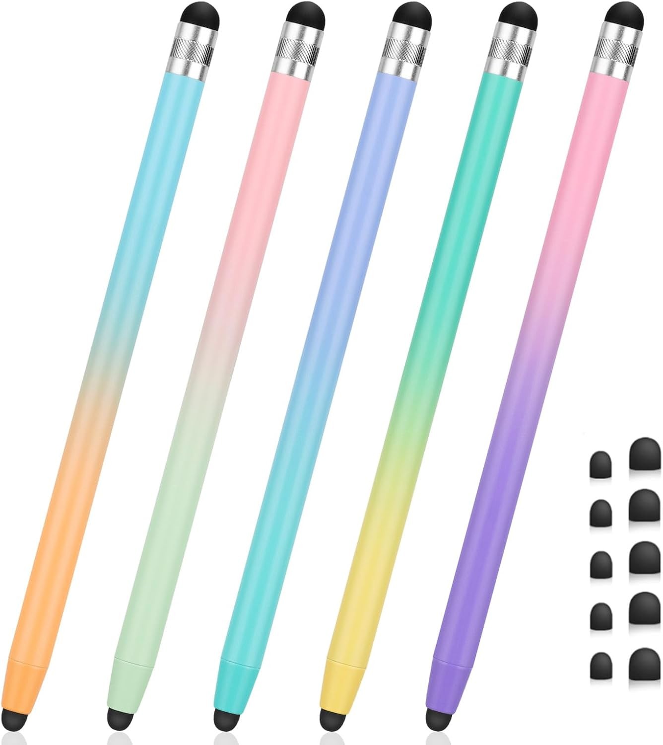 5-Pack 2-in-1 High-Precision Stylus Pens for Touchscreens - Multicolor Options