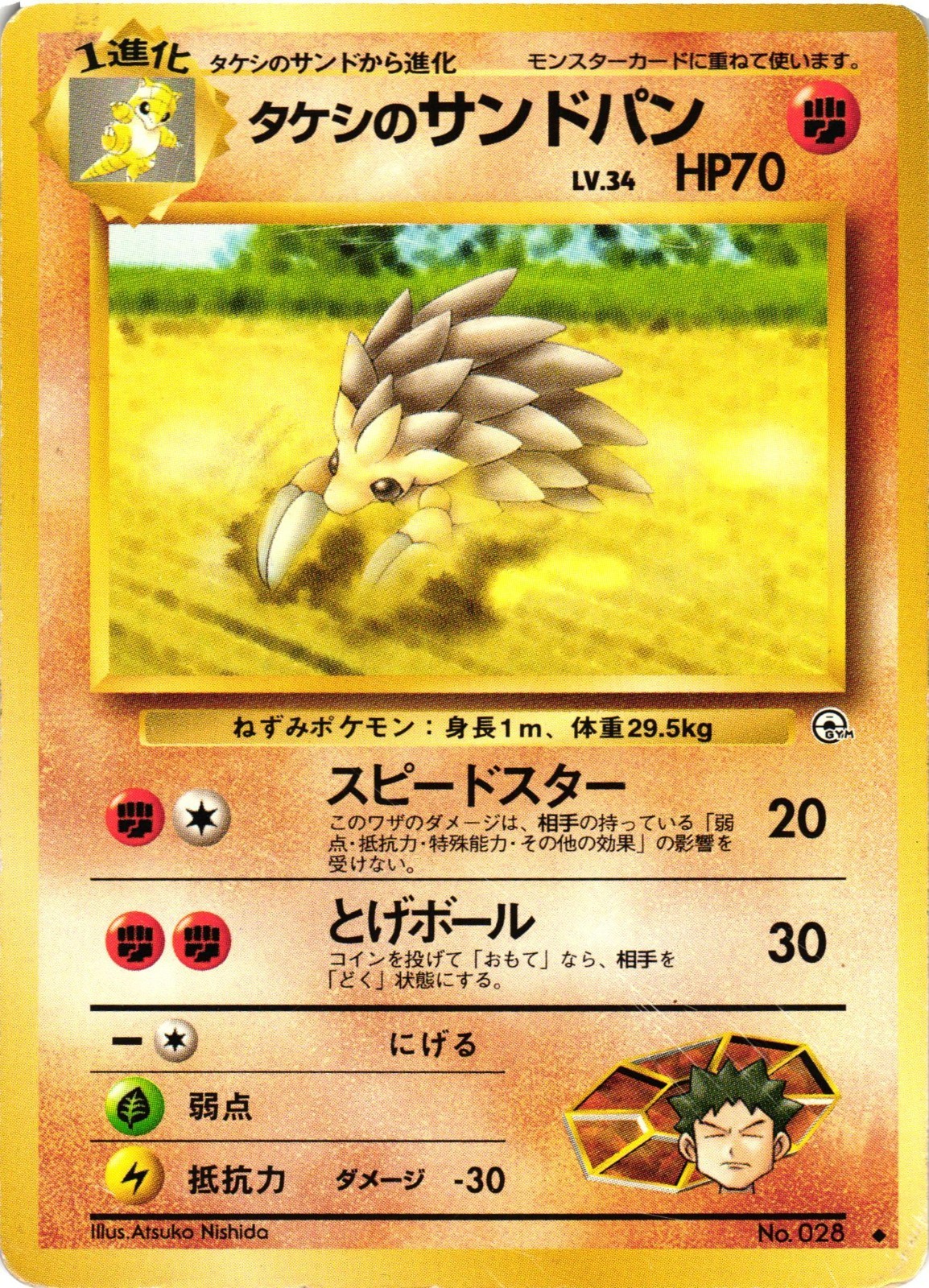 Pokemon TCG Brock's Sandslash NO. 028 Gym Heroes Japanese US Seller DMG
