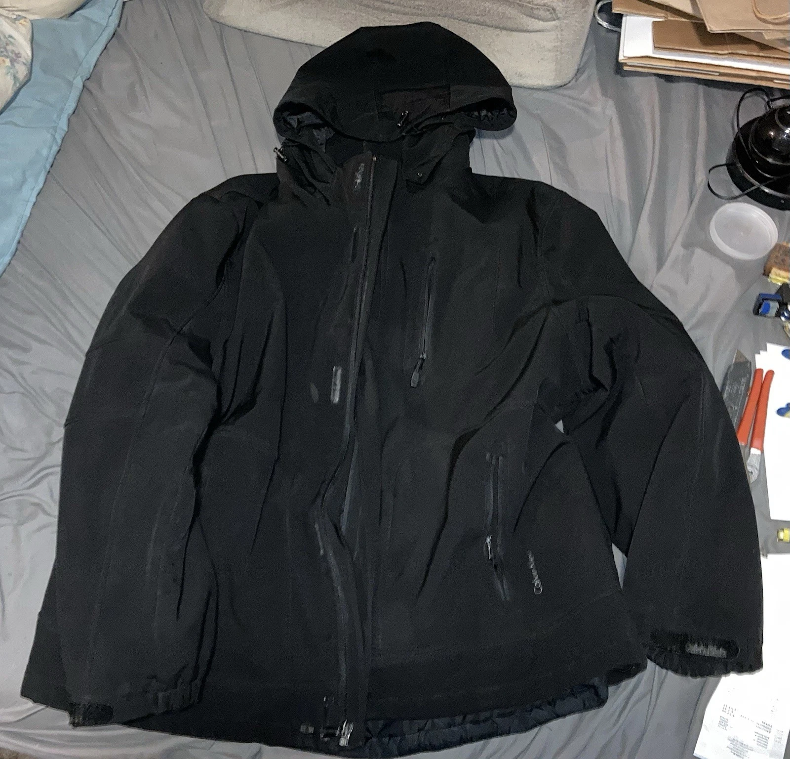 Calvin Klein Jacket XXL Waterproof W/Removable Lining Black Shiny Outer Shell