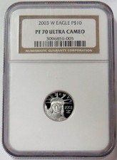 2003 W PLATINUM $10 AMERICAN EAGLE 1/10oz STATUE OF LIBERTY PCGS PR 70 UC 4345.00 per troy oz