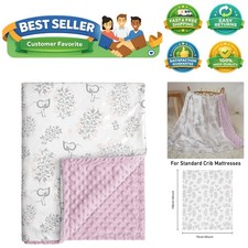 Baby Blankets for Girls Soft Plush Nursery Minky Blanket Neutral with Print P...