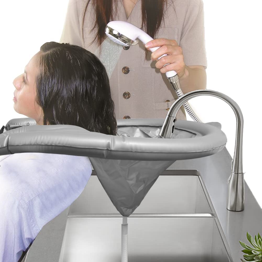 Portable Shampoo Bowl Inflatable Hair Washing Tray for Sink Home Salon Funnel...