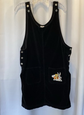 Vintage Looney Tunes Velvet Dress Jumper Womens Large Bugs Bunny Tweety WB 1998