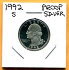 Gem 1992-S Proof Cameo Silver Washington Quarter - Free Shipping