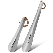 ZOMAKE Shoe Horn Long Handle for Seniors Silver 11.8 7.3Inch, 11.8 7.3 Inch