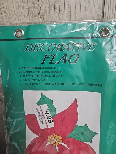 FLAGS: CHRISTMAS, Poinsetta and Snowflakes, 28" x 39", NWOT, Set of 2 FLAGS - Picture 6 of 8
